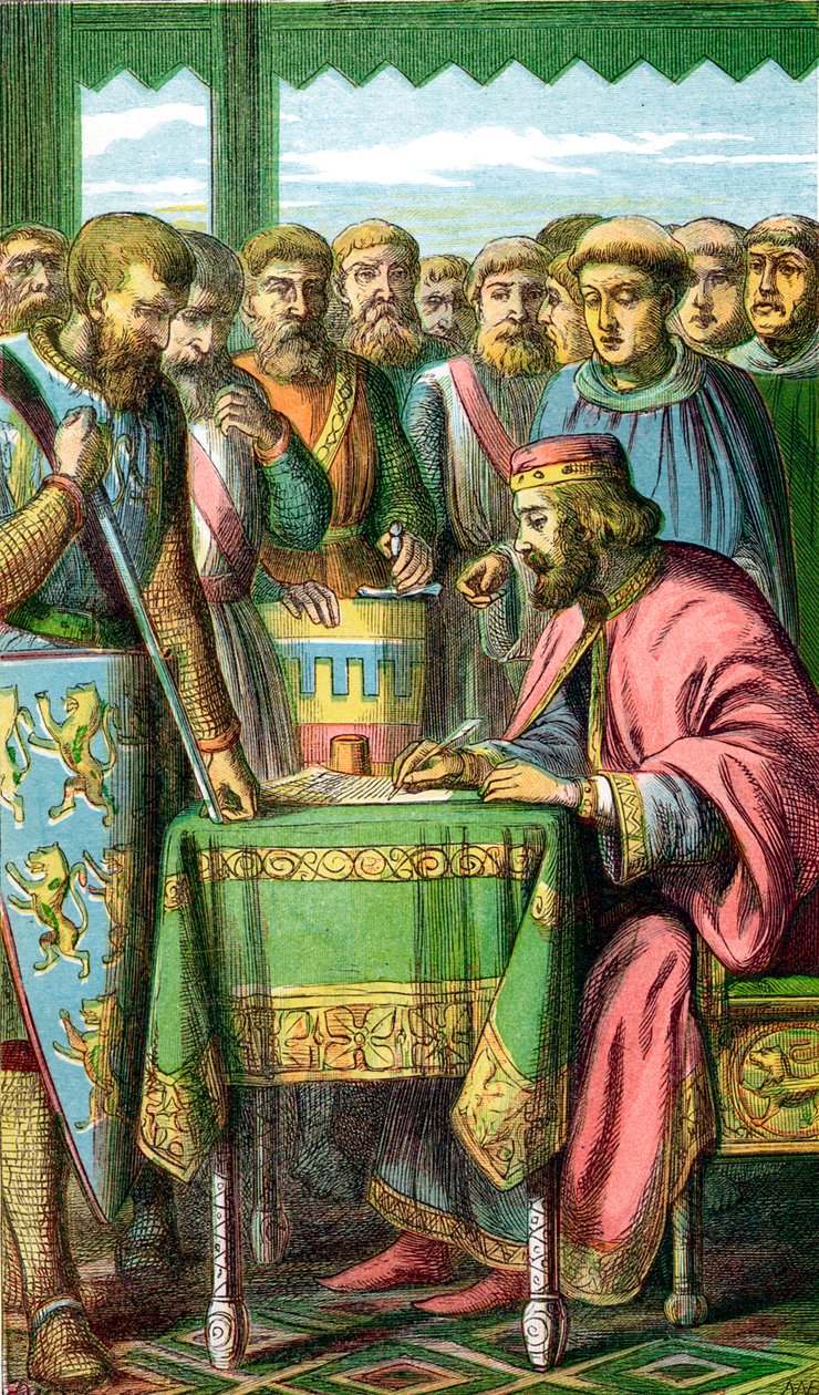 Král John podepisuje Magna Chartu v Runnymede, Surrey, 15. června 1215, 1860 od Unbekannt