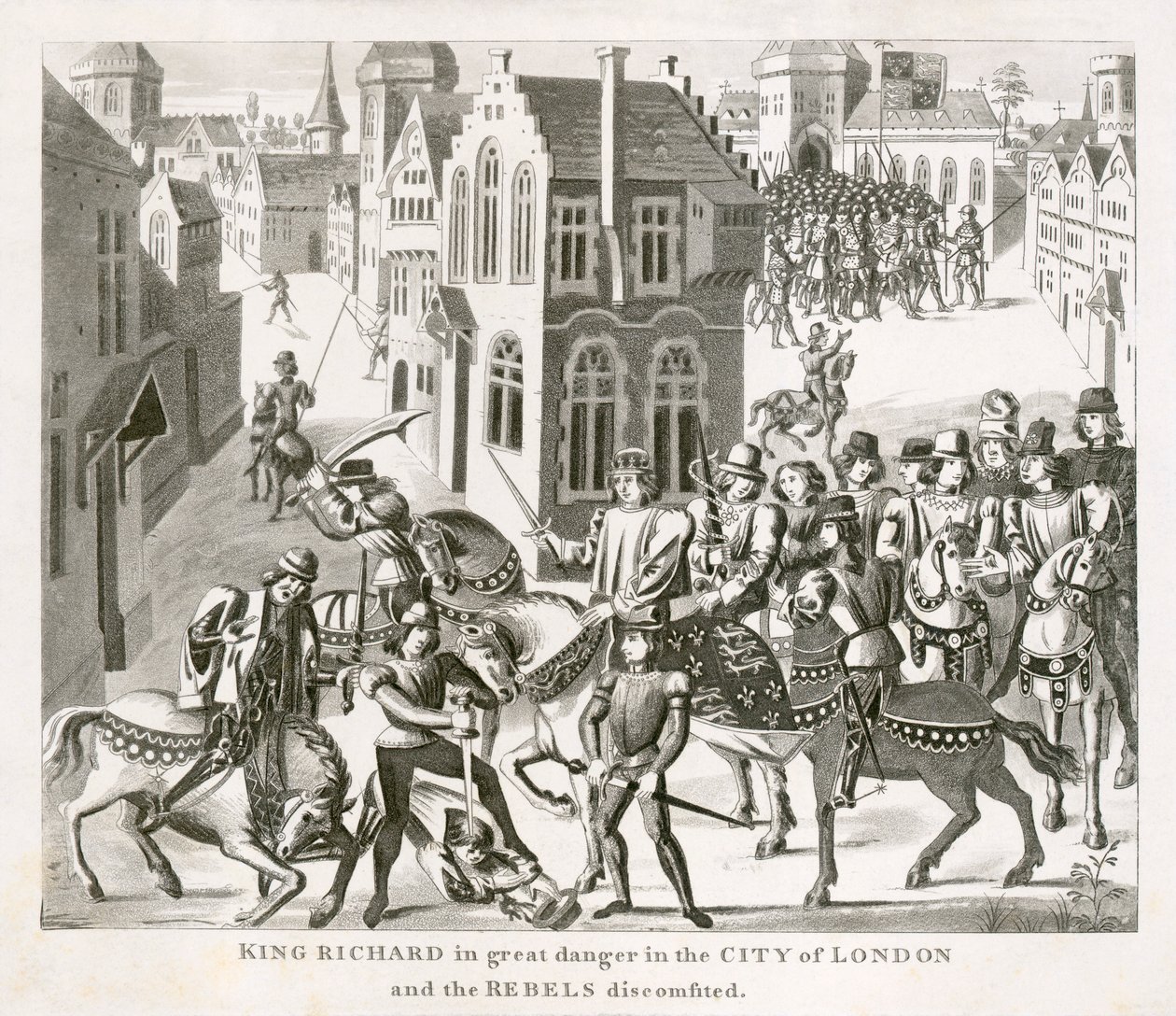 Král Richard II. tváří v tvář rebelům, rolnické povstání, Londýn, 1381 19. stol. od Unbekannt
