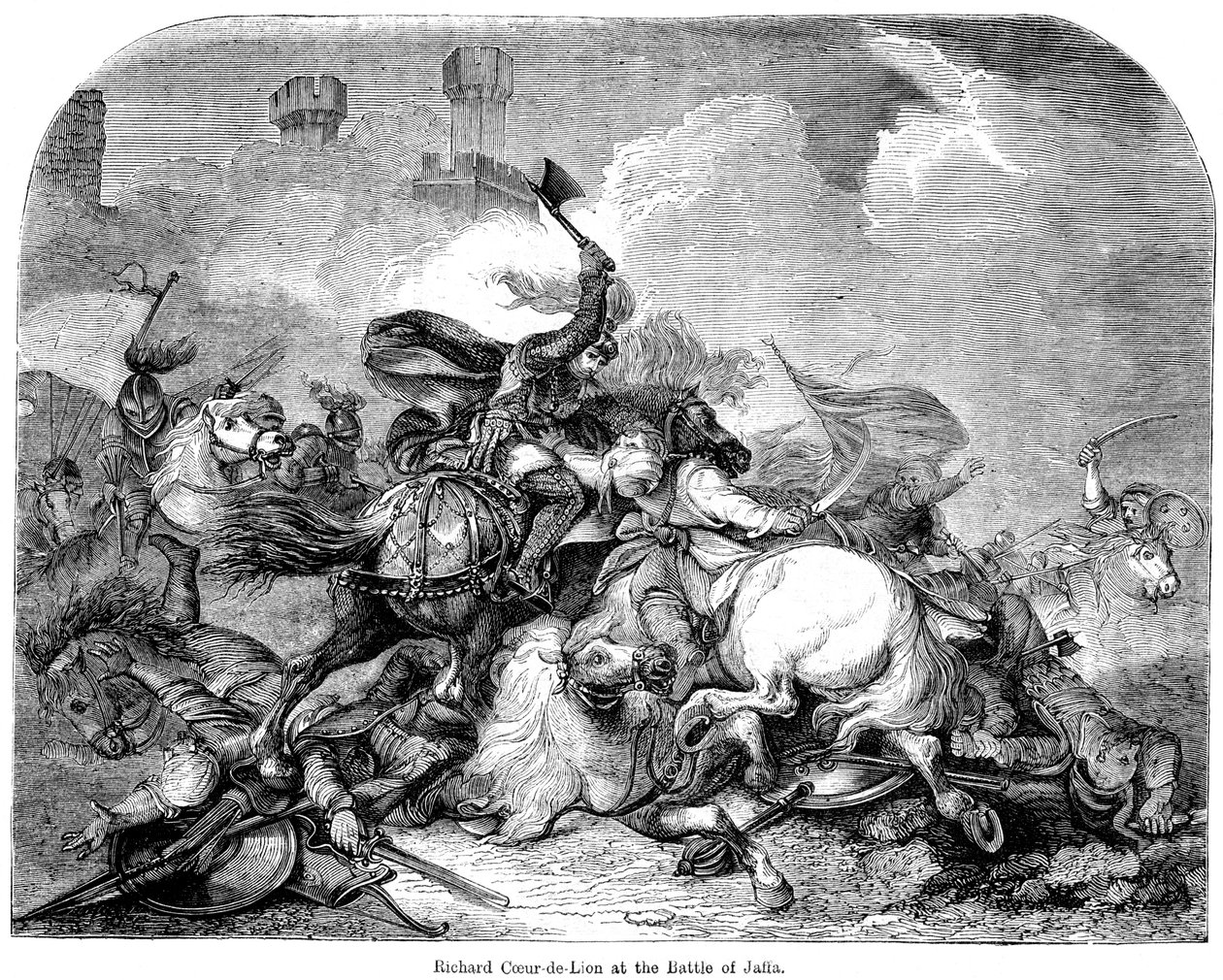 Král Richard I. 1157-1199 v bitvě u Jaffy, 1192 od Unbekannt