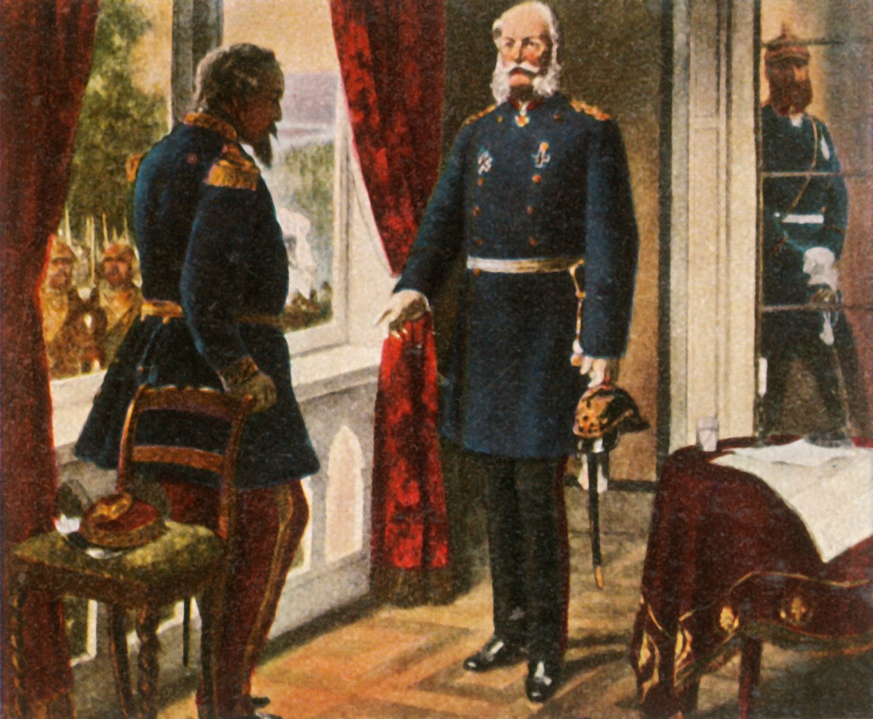 Král Wilhelm a císař Napoleon po bitvě u Sedanu, 2. září 1870, 1936. od Unbekannt
