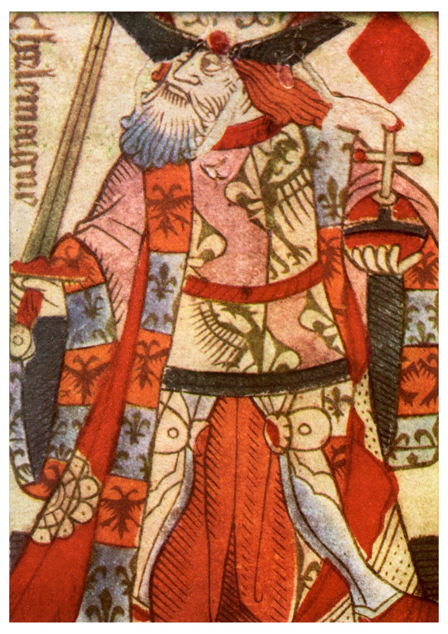 King of Diamonds z francouzského balíčku hracích karet, c1500 1956 od Unbekannt