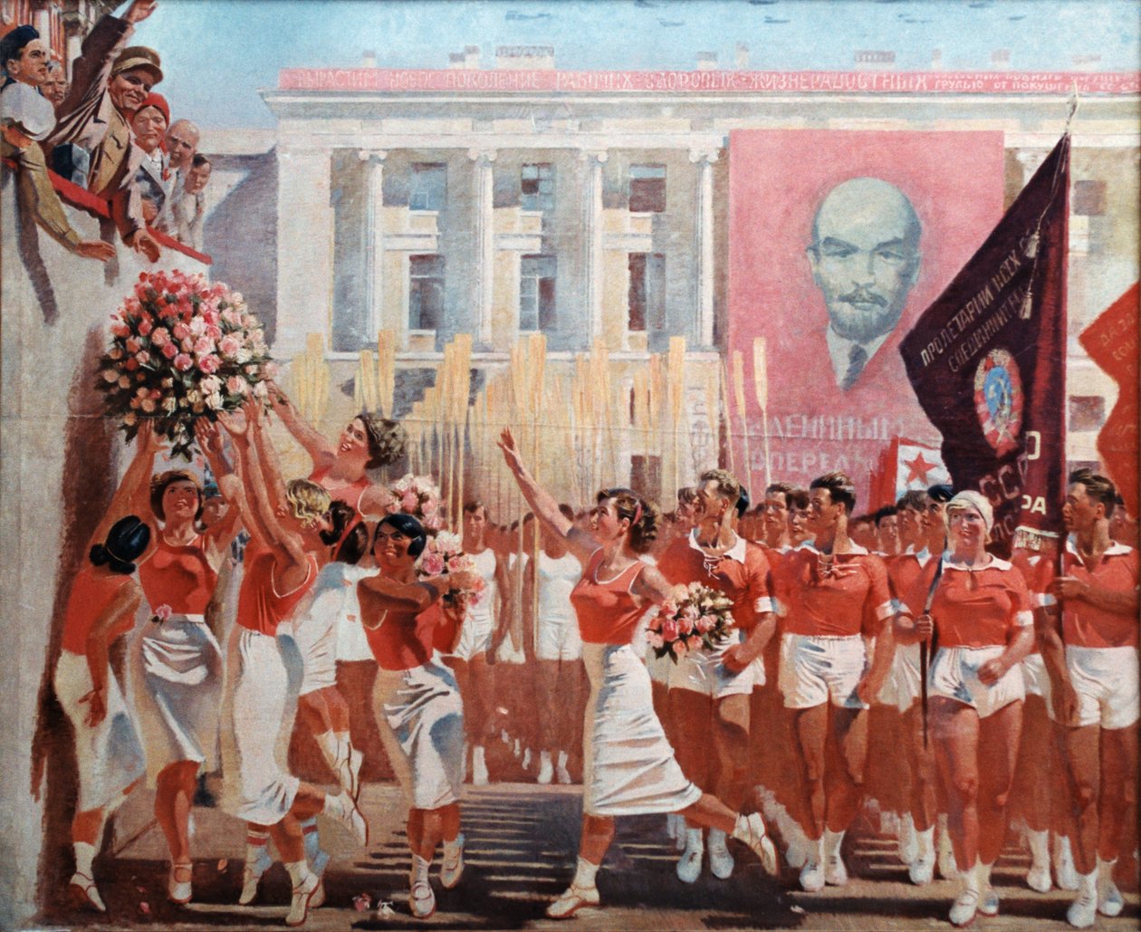 Kirov Vjaches v průvodu sportovců (1935) a malba A, N, Samokhvalov. od Unbekannt