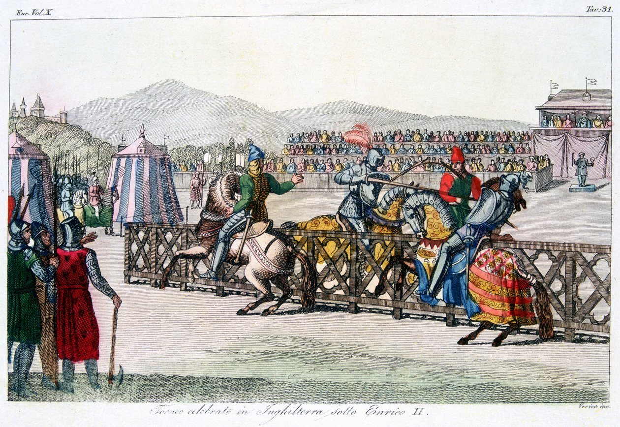 Rytíři na turnaji, 12. století, c1815 od Unbekannt