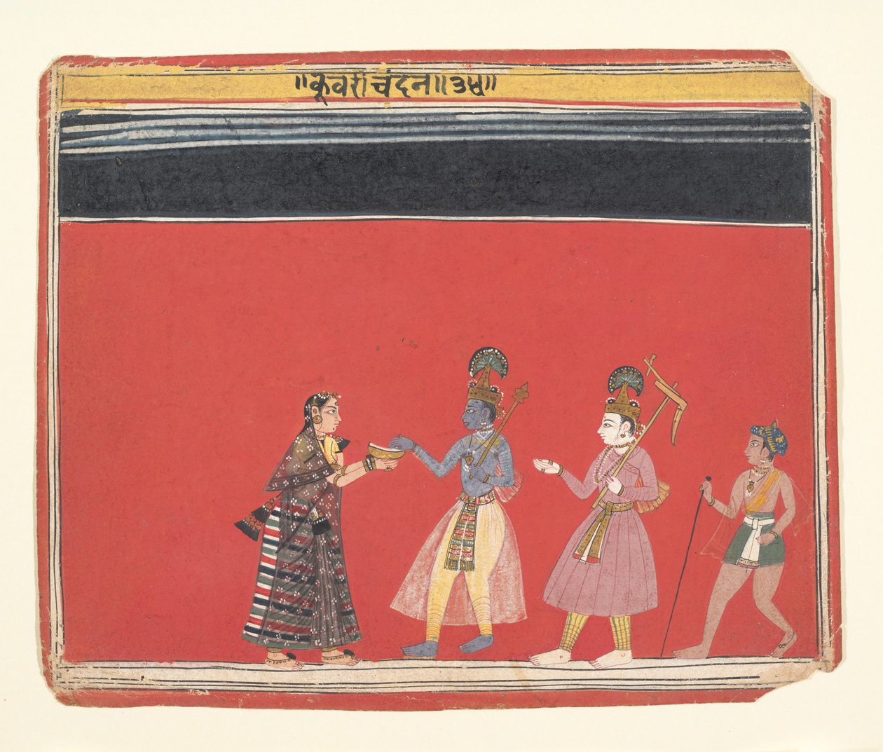 Krišna přijímá nabídku od hrbaté ženy Trivakra..., ca. 1650. od Unbekannt