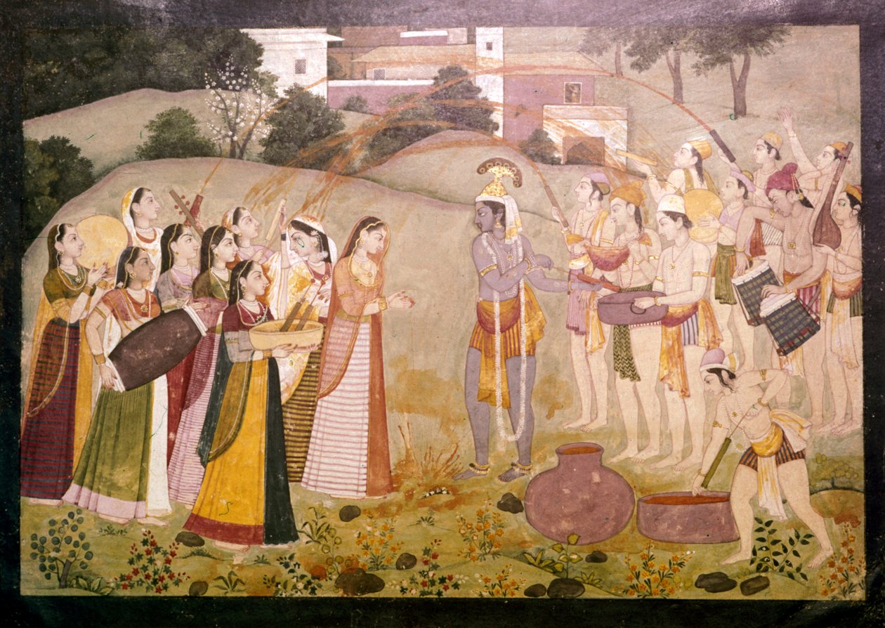 Krišna slaví jarní festival Holi, c1770-1780 od Unbekannt