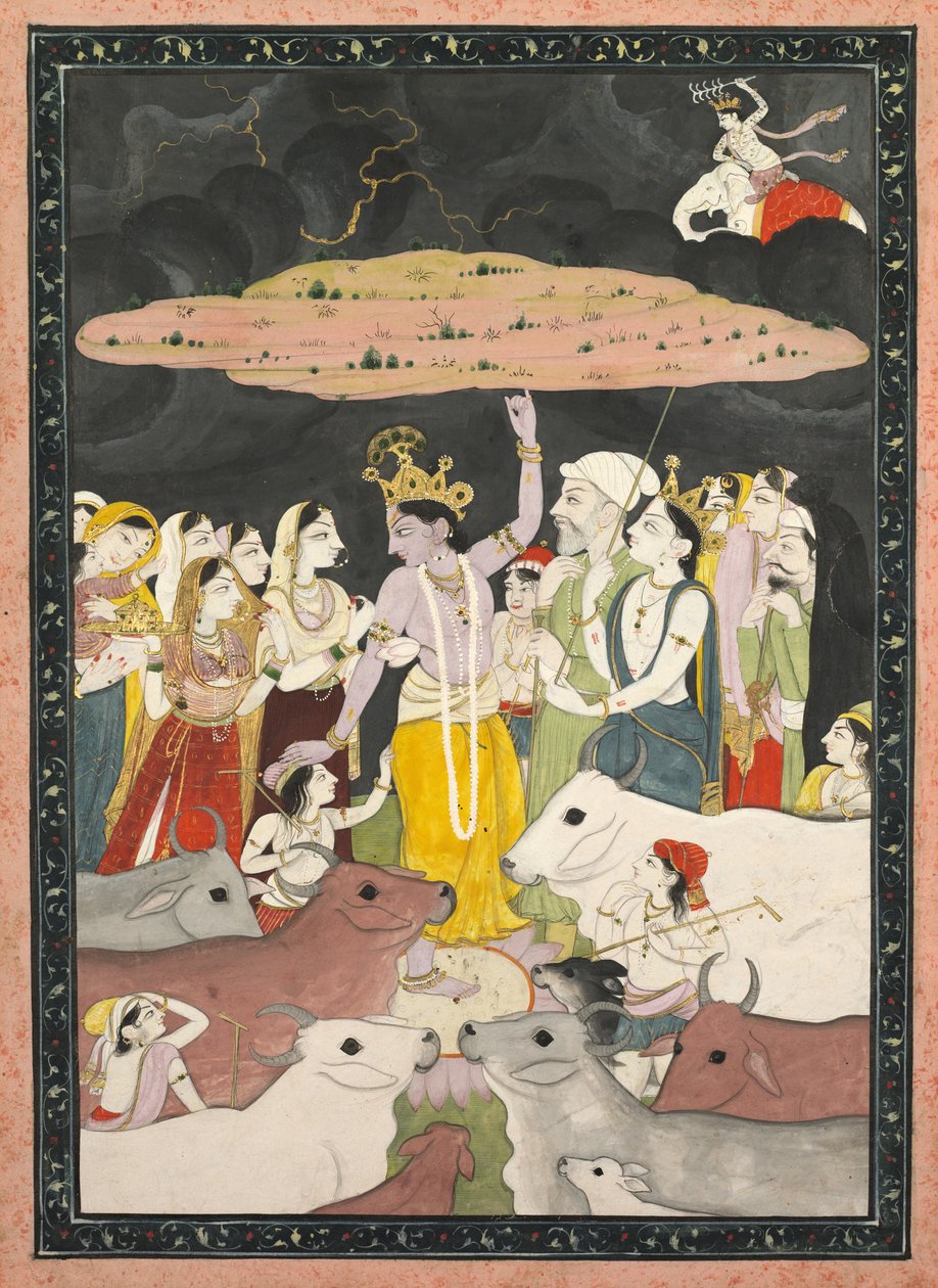 Krišna zvedá horu Govardhana, c. 1780-1790. od Unbekannt