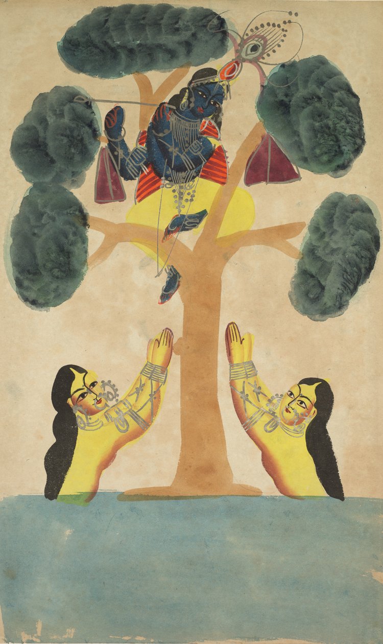 Krišna krade oblečení kovbojek Gopis, 19. století. od Unbekannt