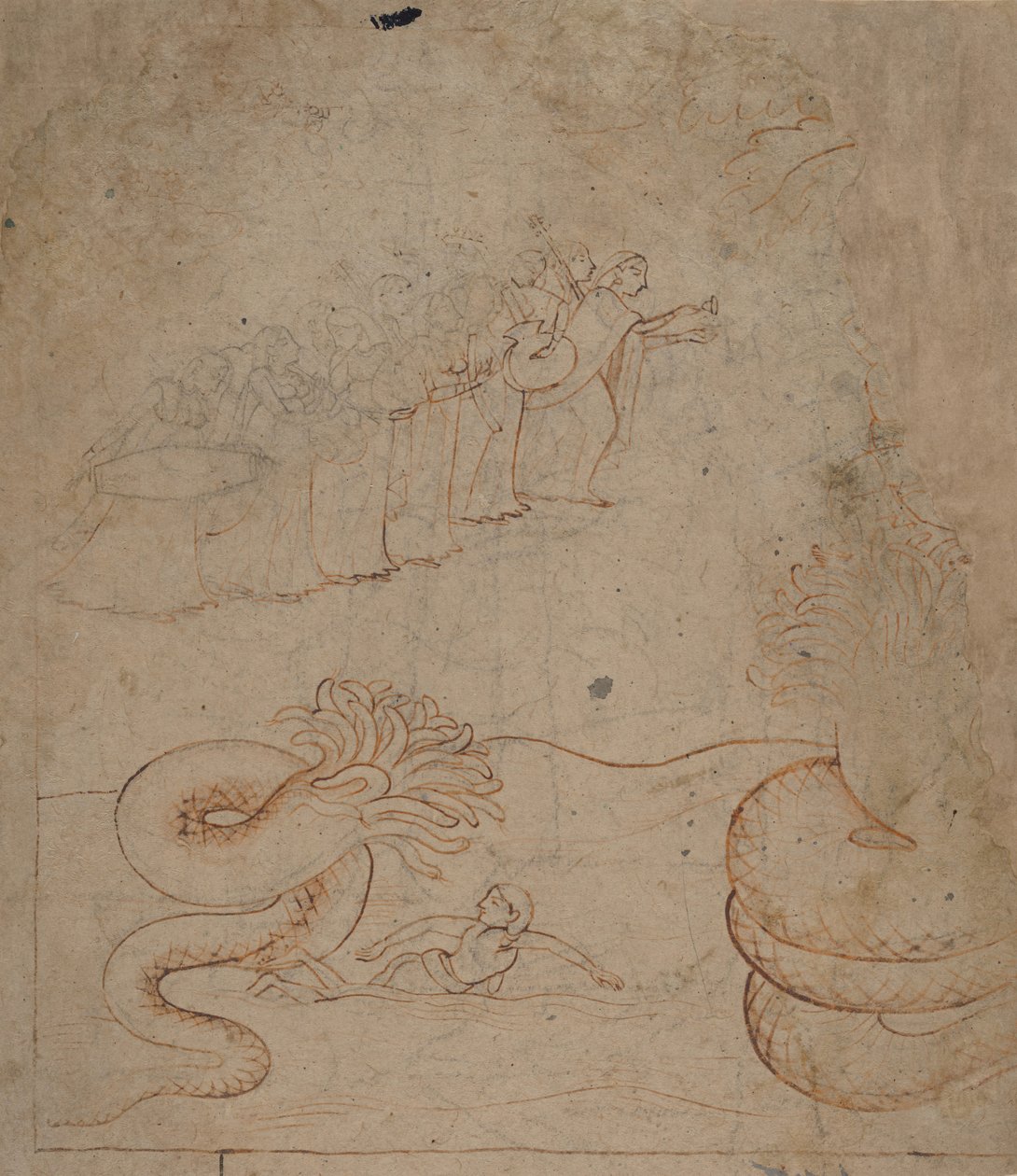 Krišna si podmaňuje hada Káliju v řece Yamuna..., ca. 1780. od Unbekannt
