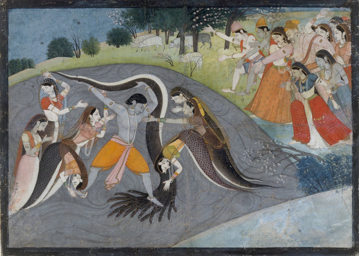 Krishna Subadung Kalia, The Snake Demon: Folio ze série Bhagavata Purana, ca. 1785. od Unbekannt