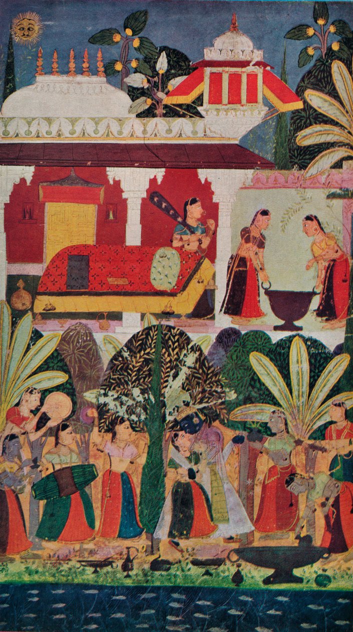 Krishna and the Gopes gopis na Jarním festivalu, 17. století, 1929 od Unbekannt