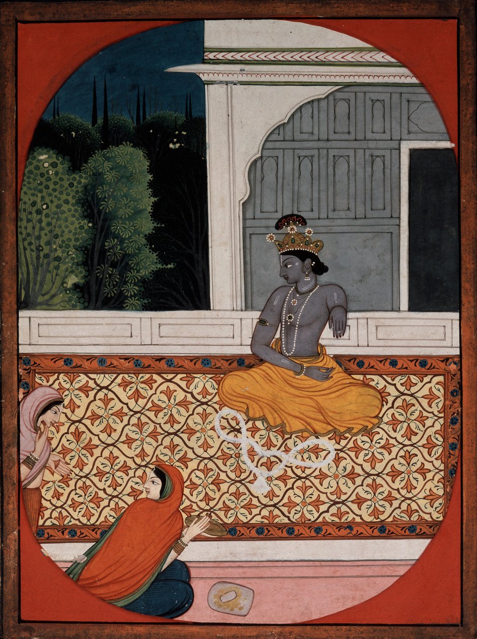 Krishna odhodí svou girlandu, c1800 od Unbekannt