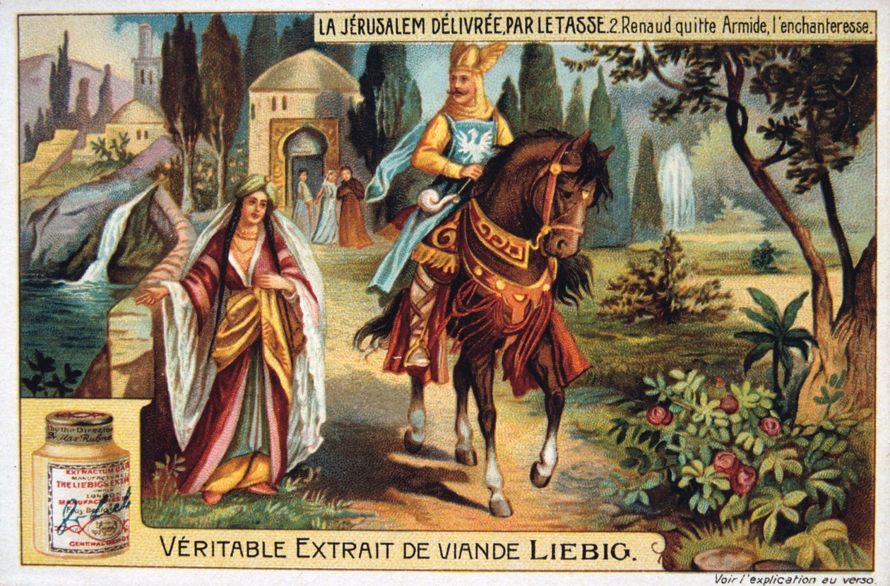 La Jerusalem doručovatel par le Tasse, Renaud opouští Armide, kouzelnici. 19. století od Unbekannt