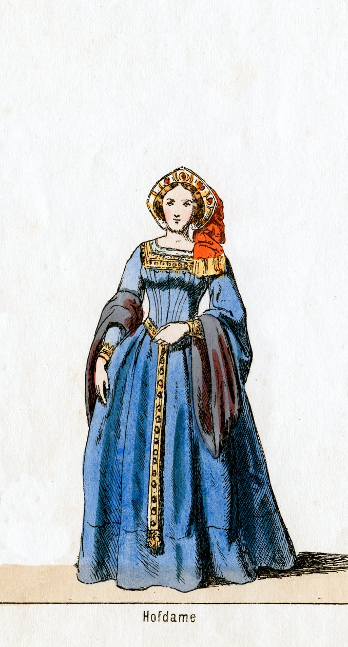 Dvorní dáma, návrh kostýmů pro Shakespearovu hru, Jindřich VIII., 19. století od Unbekannt