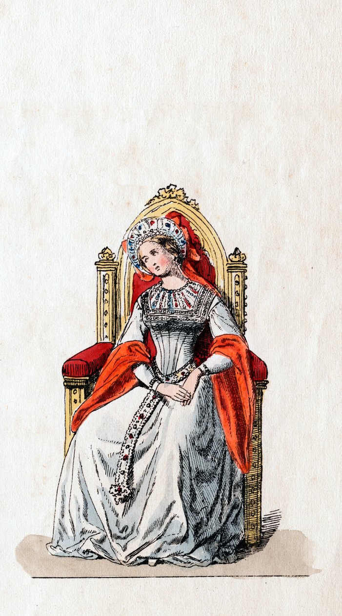 Dvorní dáma, návrh kostýmů pro Shakespearovu hru, Jindřich VIII., 19. století od Unbekannt
