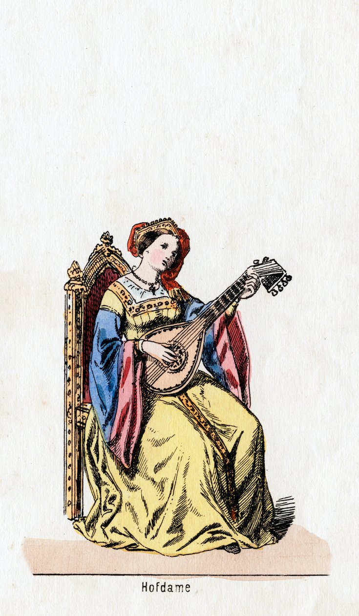 Dvorní dáma, návrh kostýmů pro Shakespearovu hru, Jindřich VIII., 19. století od Unbekannt