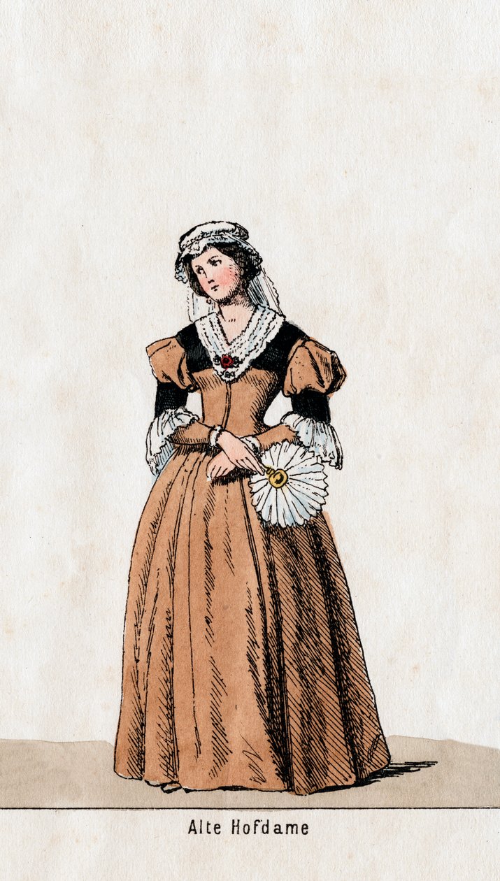 Dvorní dáma, návrh kostýmů pro Shakespearovu hru, Jindřich VIII., 19. století od Unbekannt