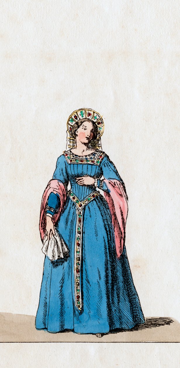Dvorní dáma, návrh kostýmů pro Shakespearovu hru, Jindřich VIII., 19. století od Unbekannt