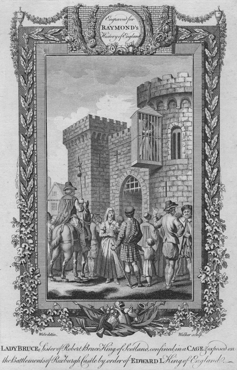 Lady Bruce, sestra Roberta Bruce, skotského krále, zavřená v kleci, c1787 od Unbekannt