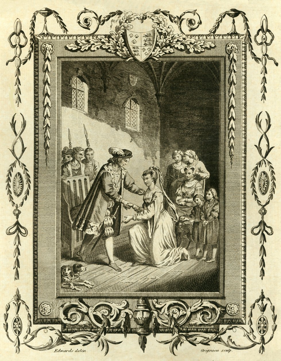 Lady Elizabeth Grayová žádala Edwarda IV., aby obnovil její země, 1461, 1783. od Unbekannt