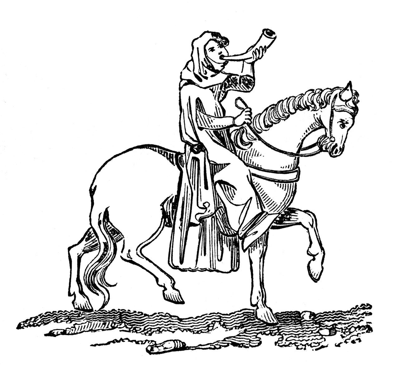 Dáma troubící na lovecký roh, 14. století, 1833 od Unbekannt