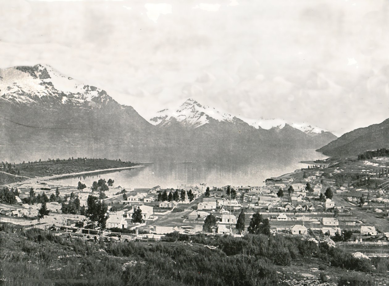 Jezero Wakatipu a hory, Queenstown, Nový Zéland, 1895. od Unbekannt