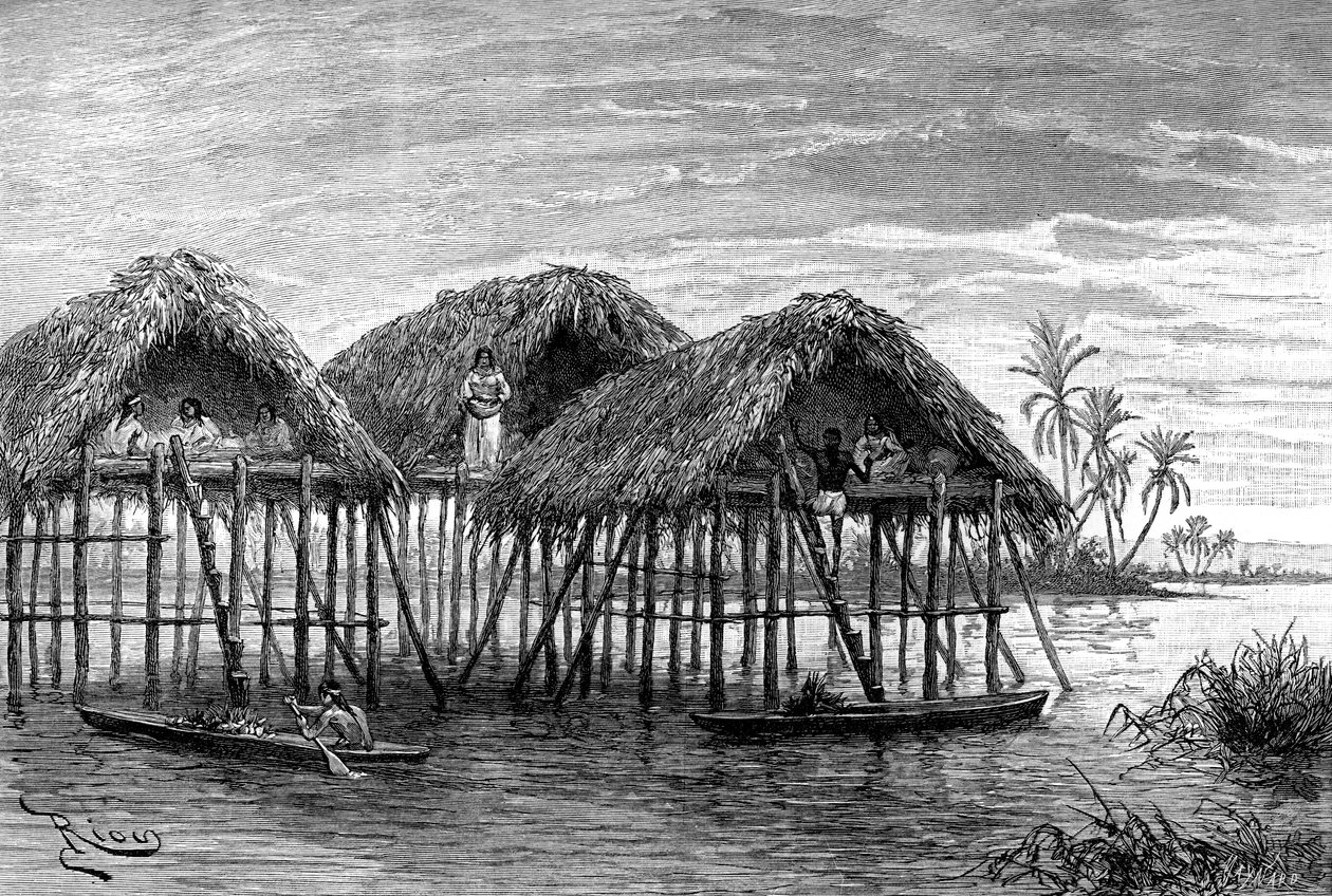 Jezerní obydlí Santa Rosa, poblíž Maracaibo, Venezuela, 1895 od Unbekannt