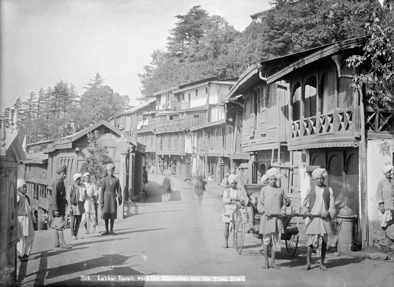 Lakkar Bazaar, s Hindustanem a tibetskou silnicí, Simla, Indie, 20. století od Unbekannt