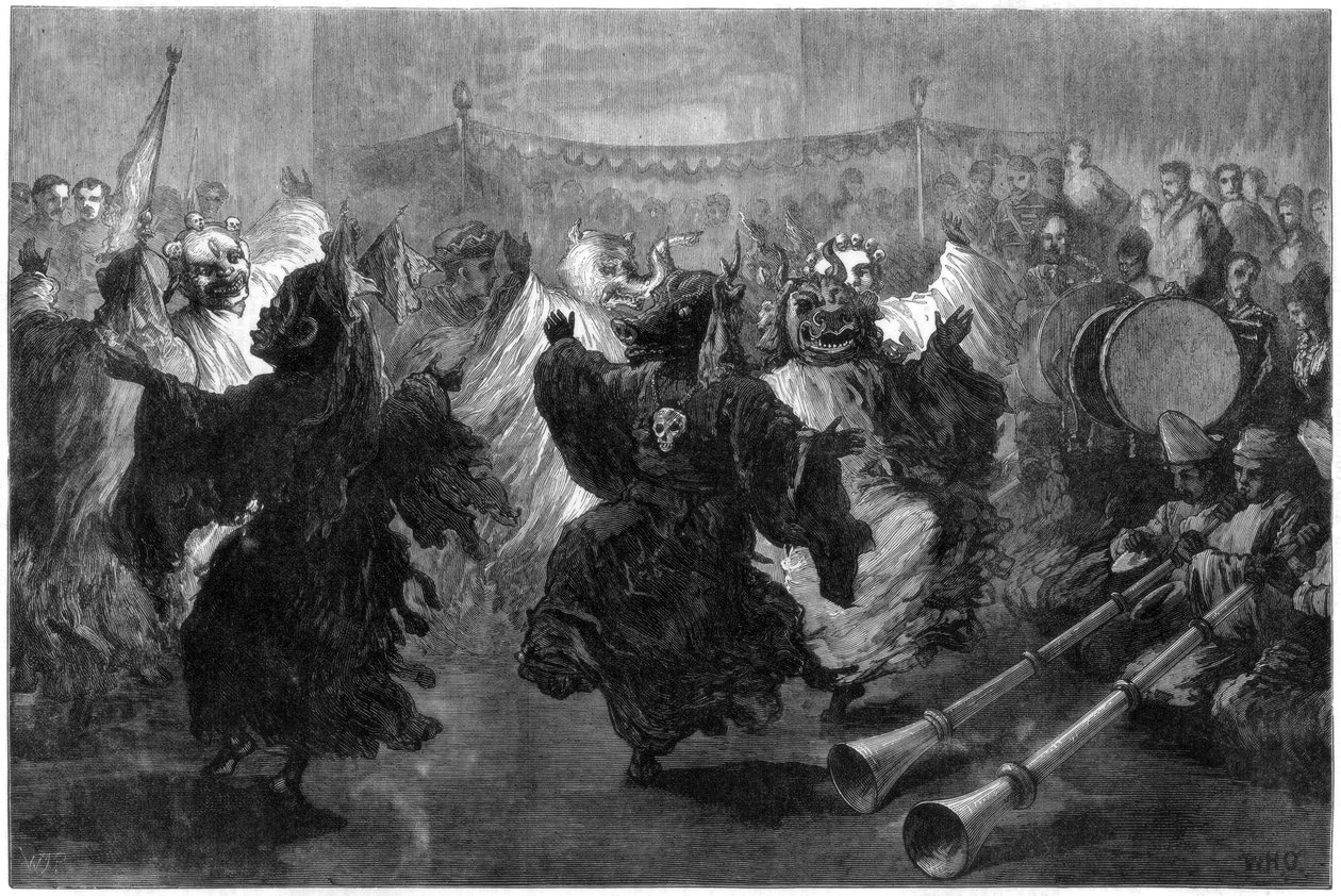 Tanec lamy v Jummoo, předváděný před princem z Walesu, 1876 od Unbekannt