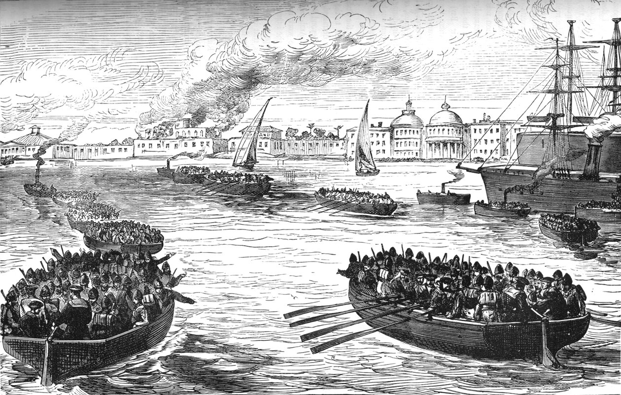 Vyloďovací jednotky v paláci Khedives v Alexandrii po bombardování, 1882, c1882-1885 od Unbekannt