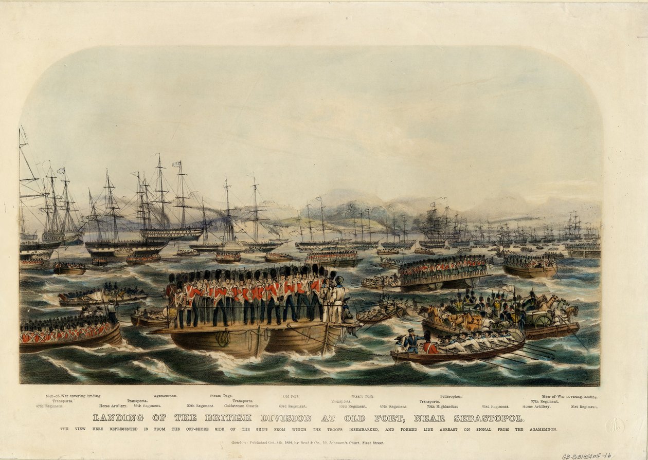 Vylodění britské divize ve Staré pevnosti poblíž Sevastopolu, 1854 od Unbekannt