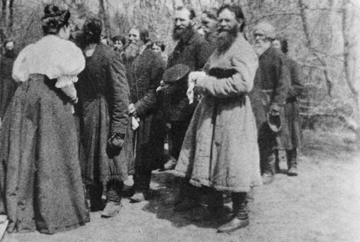Vlastník půdy dávající velikonoční pozdrav svým rolníkům, Rusko, 90. léta 19. století od Unbekannt