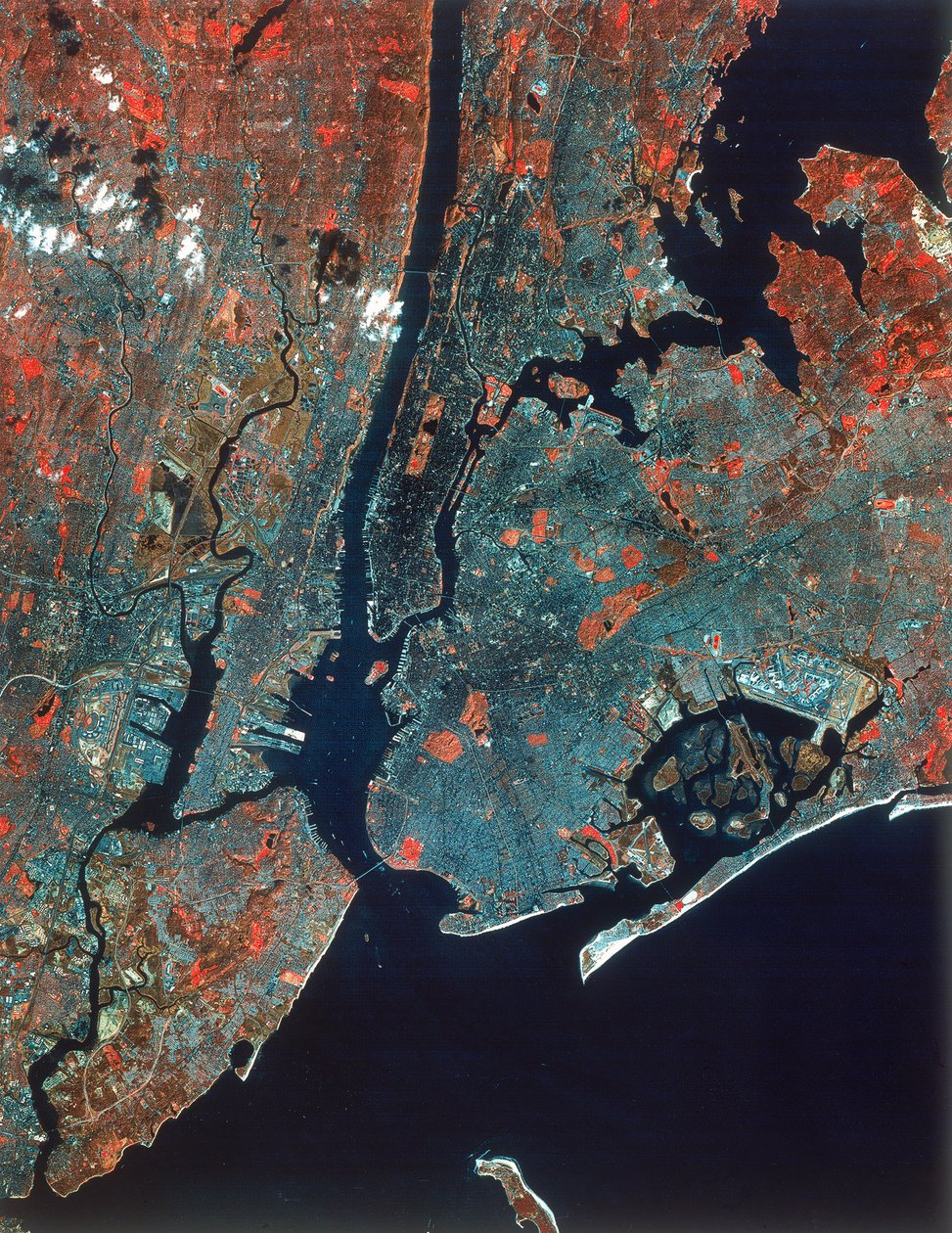 Landsat obraz Manhattanu, New York, USA, 80. léta od Unbekannt