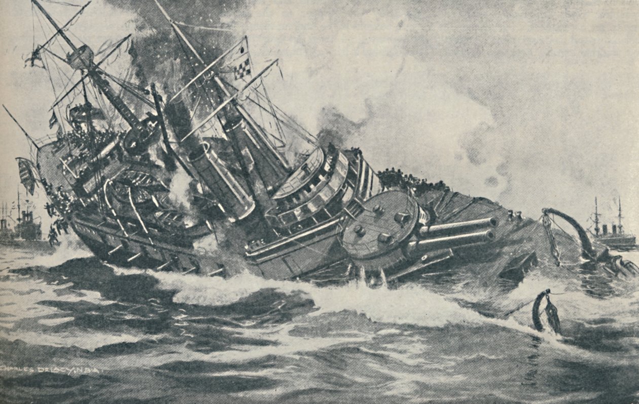 Last Moments of the Sinking Battleship HMS Victoria, 1893, 1937 od Unbekannt