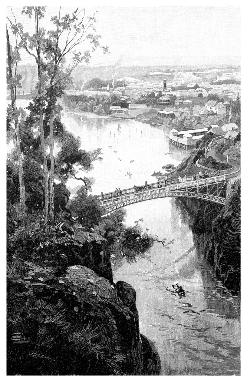Launceston, z Cataract Bridge, Tasmánie, Austrálie, 1886 od Unbekannt