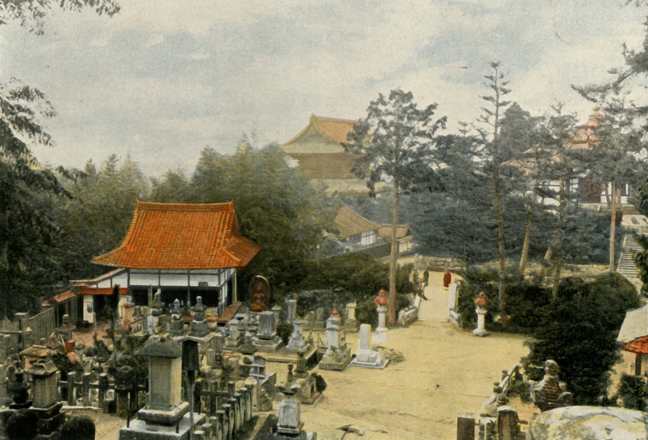 Le Cimetiere Kurodani a Kioto, Tombes Sculptees, Náhrobky na hřbitově Kurodani, Kyoto, 1900. od Unbekannt