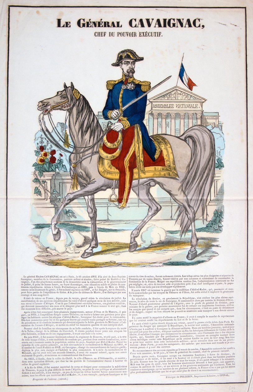 Le General Cavaignac 28. června 1848, Francie. Barevná litografie. Soukromá sbírka od Unbekannt