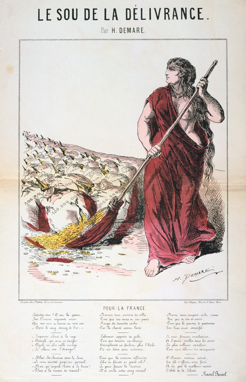 Le Sou de la Delivrance karikatura a list písní, francouzsko-pruská válka, 1870-1871 od Unbekannt