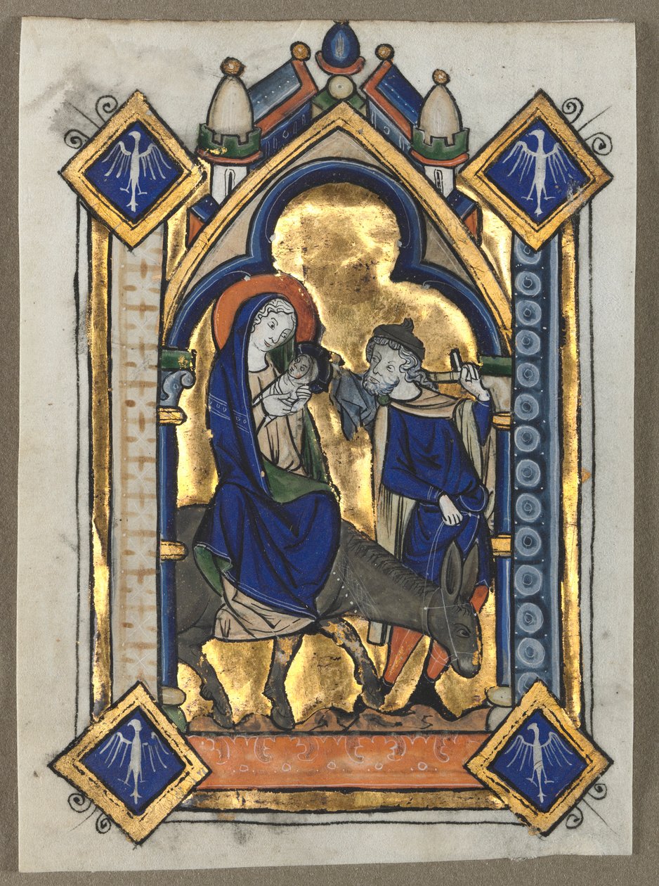 List vyříznutý ze žaltáře: Útěk do Egypta, c. 1260. od Unbekannt