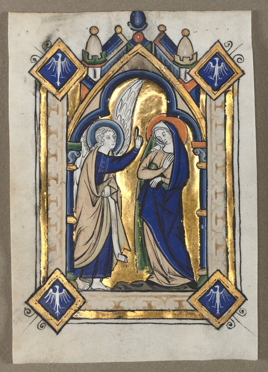 List vyříznutý ze žaltáře: Zvěstování, c. 1260. od Unbekannt