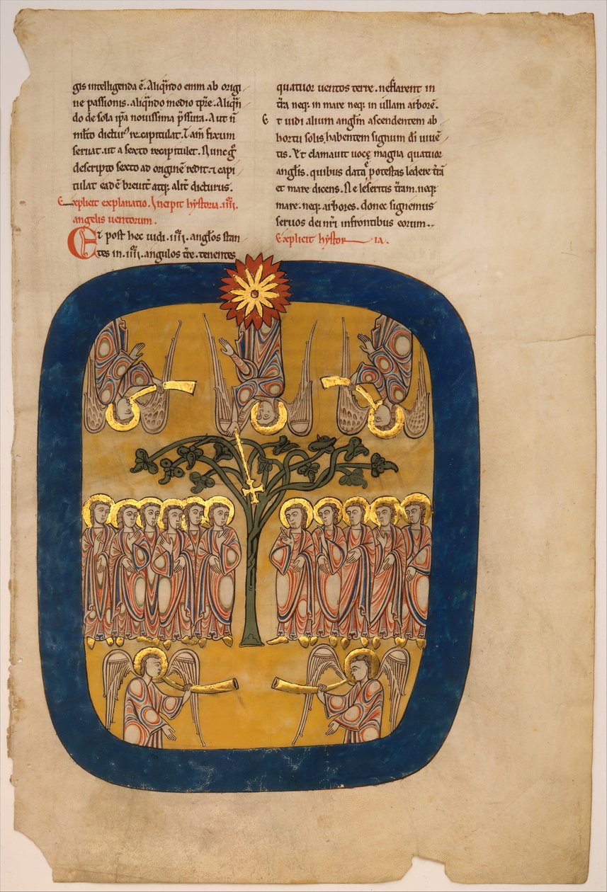 List z rukopisu Beatus: Angels Restrain the Four Winds..., ca. 1180. od Unbekannt