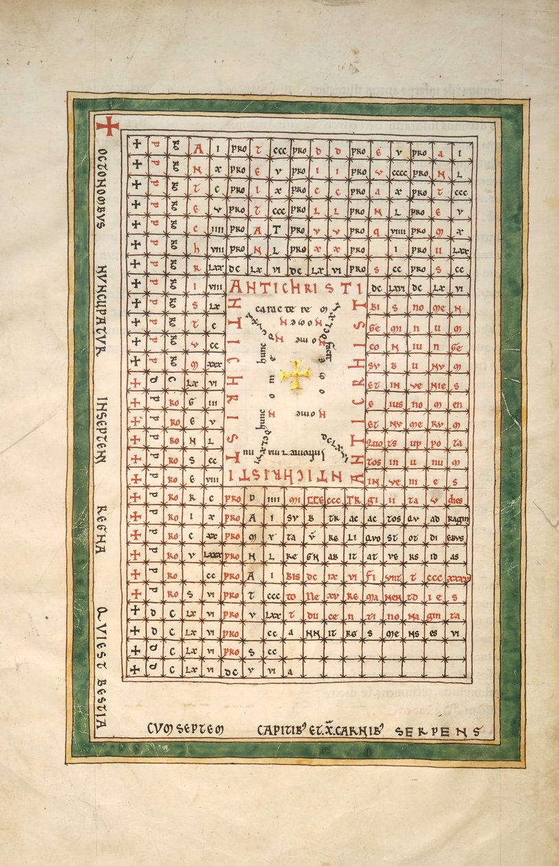 List z rukopisu Beatus: Stůl Antikrista, ca. 1180. od Unbekannt
