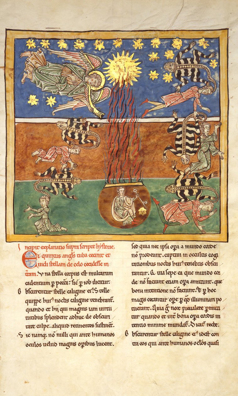List z rukopisu Beatus: na trumpetu Clarion of the Fifth Angels..., ca. 1180. od Unbekannt