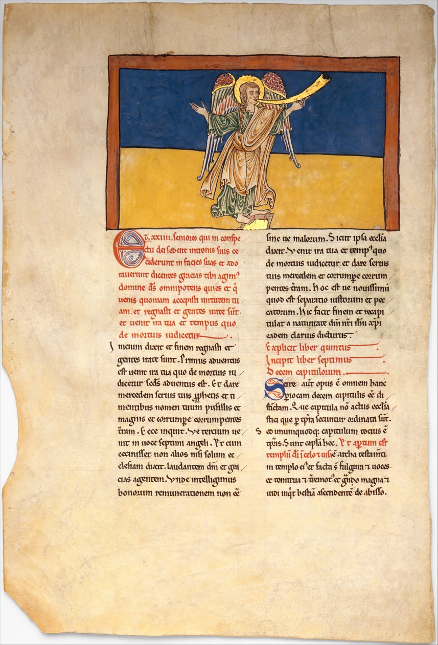 List z rukopisu Beatus: Sedmý anděl hlásá vládu Páně, ca. 1180. od Unbekannt