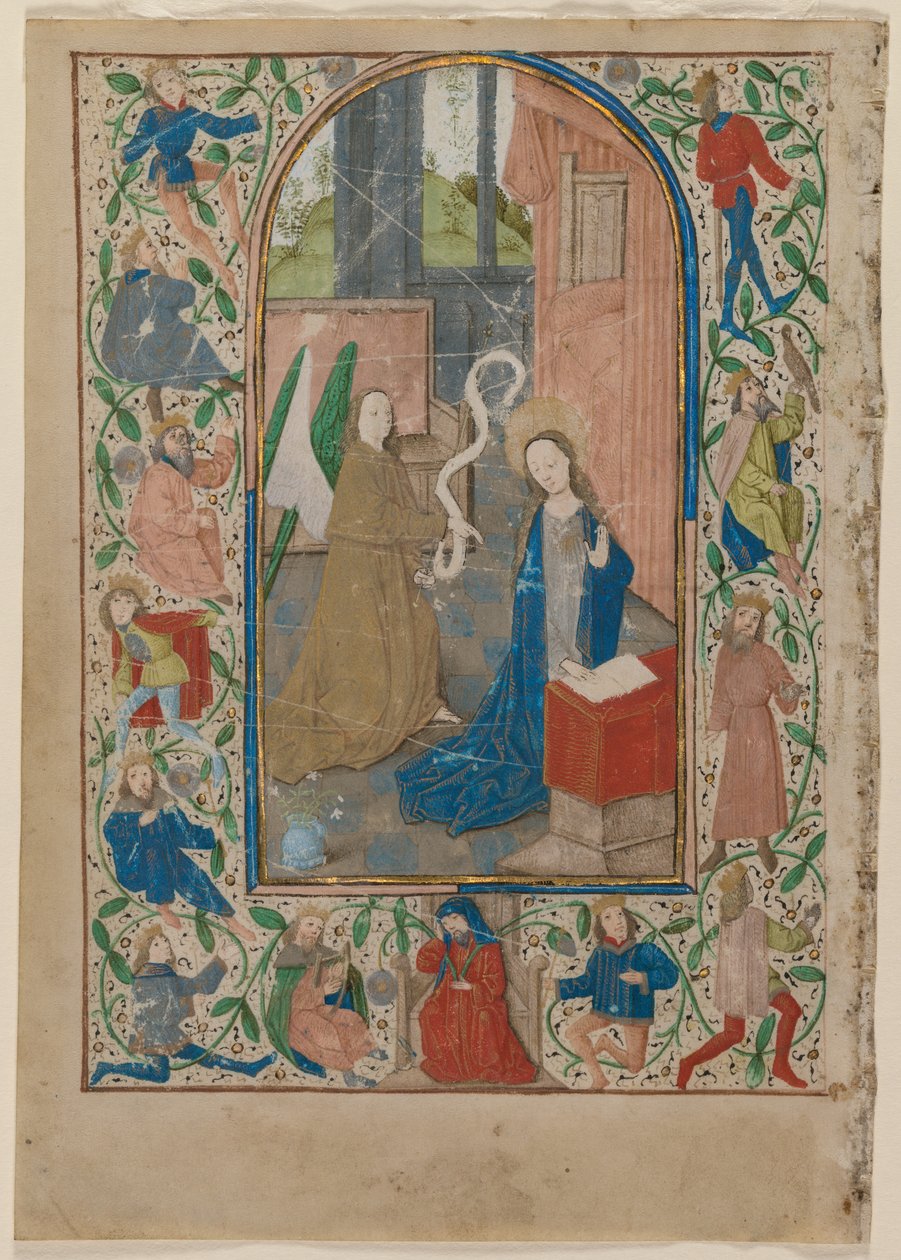 List z knihy hodin: The Annunciation recto, 1470s. od Unbekannt