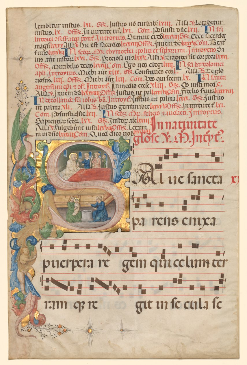 List z graduálu: Historická počáteční S[alve Sancta Parens]..., c. 1420-1450. od Unbekannt