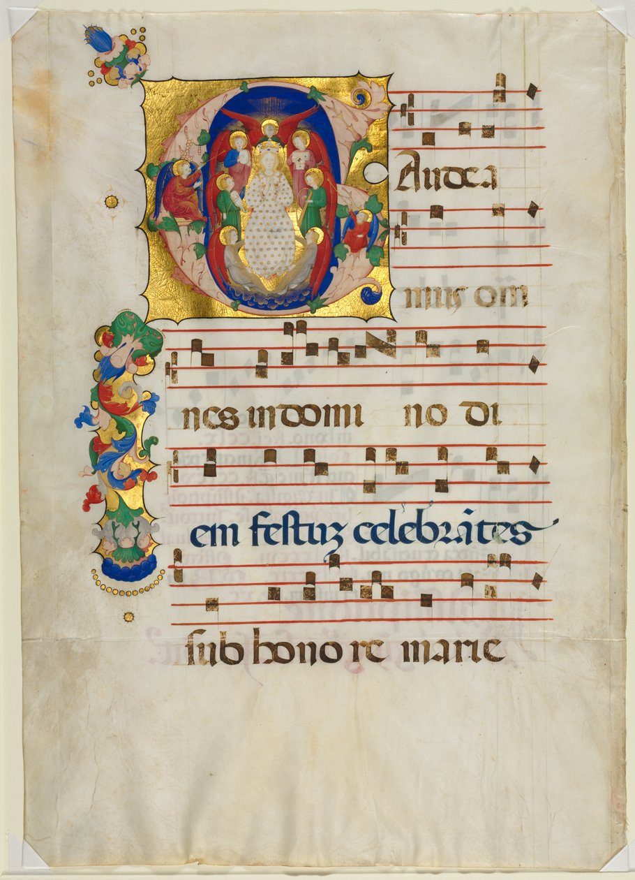 List z graduálu s historickou iniciálou G: Mary as Queen of Heaven, c. 1425-1450. od Unbekannt