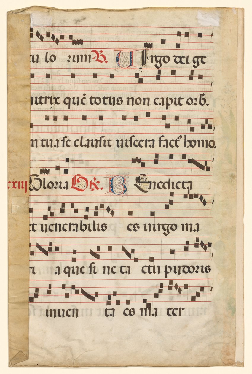 List z graduálu s hudbou verso, c. 1420-1450. od Unbekannt