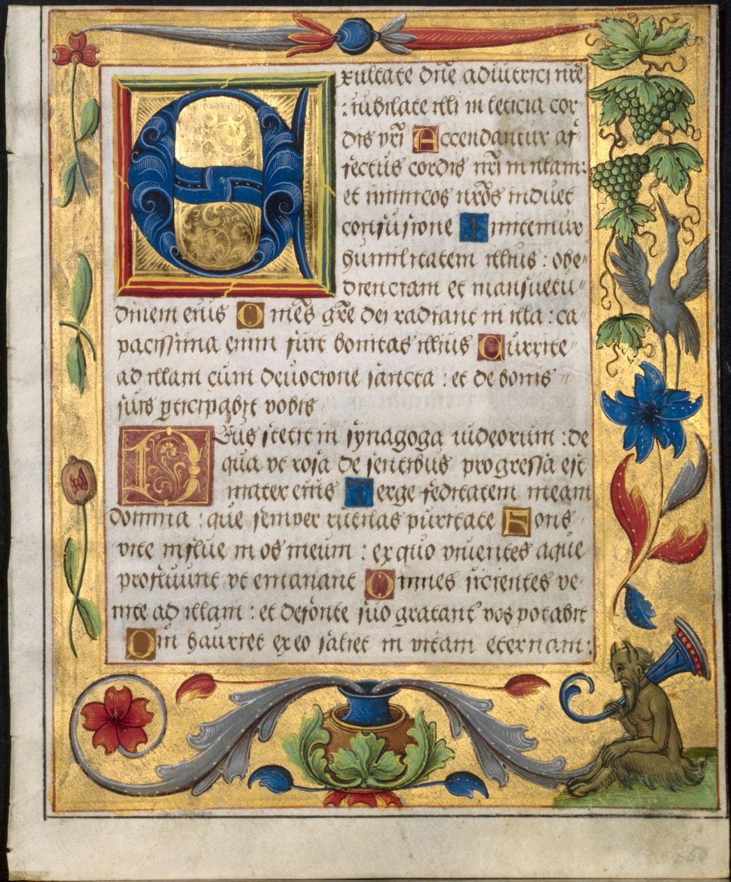 List ze žaltáře a modlitební knihy: Iniciála E s ozdobným okrajem...recto, c. 1524. od Unbekannt