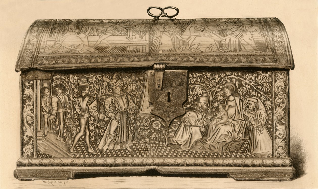 Kožená truhla s vyřezávaným zdobením, 15. století, 1903. od Unbekannt