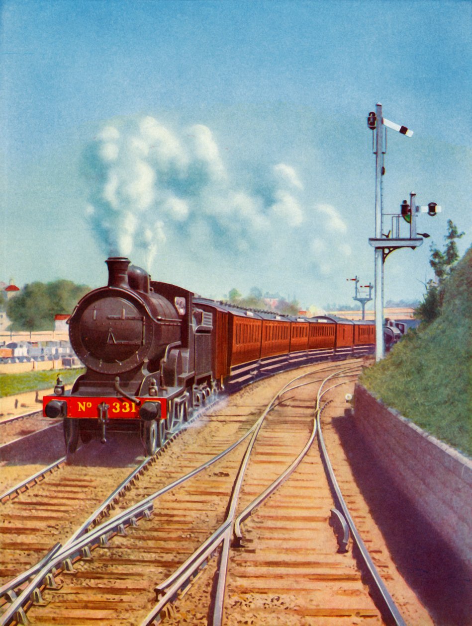 Odjezd z Dublinu. Vlak Great Southern Railways, tažený osobním expresem 4-4-0, 1935. od Unbekannt